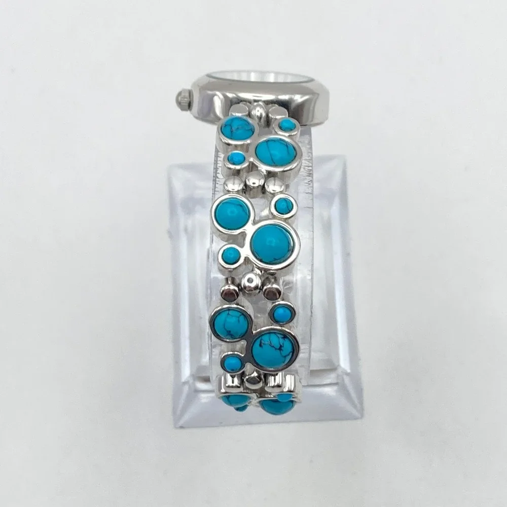 Newbridge Women's Watch 22mm Silver Tone Blue Southwest New Battery 6.75
